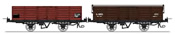 Set of 2 Gondola Wagon with brakes, Red UIC Gv 5816 and with iron bar, brown Gv 5855